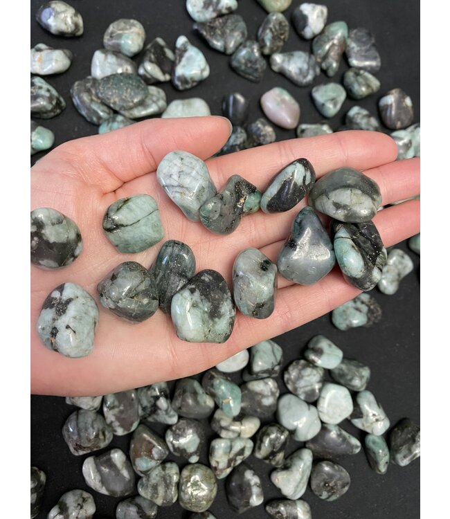 Emerald Tumbled Stones, Polished Emerald, Grade A; 4 sizes available, purchase individual or bulk