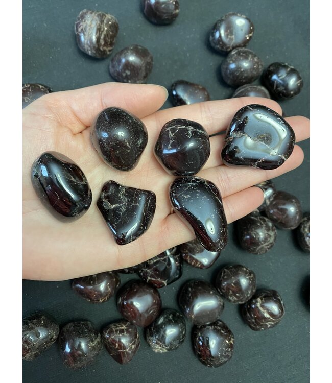 Garnet Tumbled Stones, Polished Garnet, Grade A; 4 sizes available, purchase individual or bulk