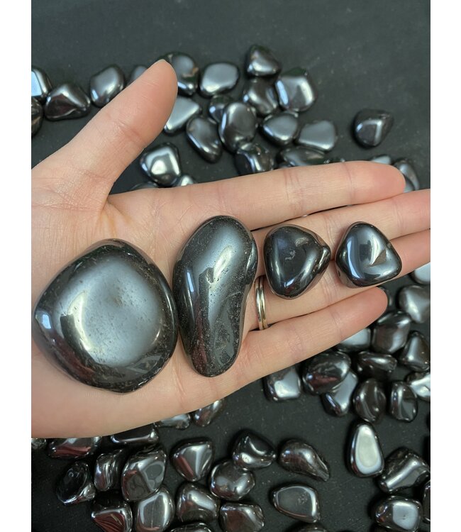 Hematite Tumbled Stones, Polished Hematite, Grade A; 4 sizes available, purchase individual or bulk