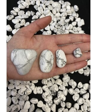 Howlite Tumbled Stones, Polished Howlite, Grade A; 4 sizes available, purchase individual or bulk