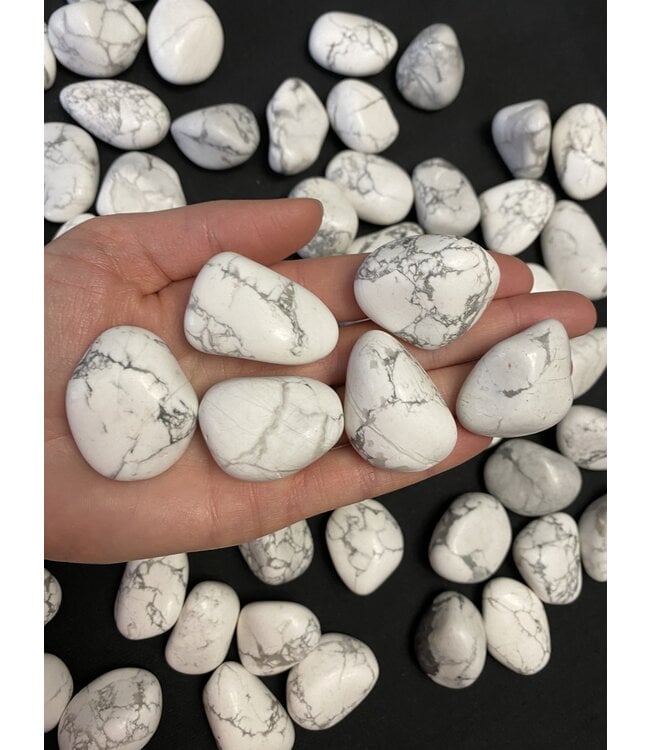 Howlite Tumbled Stones, Polished Howlite, Grade A; 4 sizes available, purchase individual or bulk