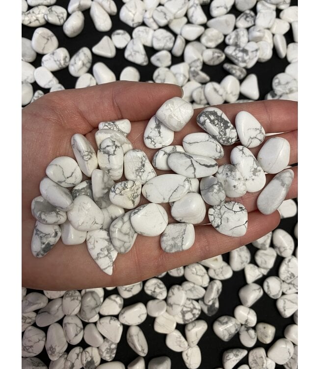 Howlite Tumbled Stones, Polished Howlite, Grade A; 4 sizes available, purchase individual or bulk
