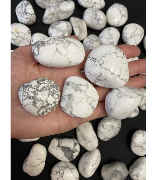 Howlite Tumbled Stones, Polished Howlite, Grade A; 4 sizes available, purchase individual or bulk