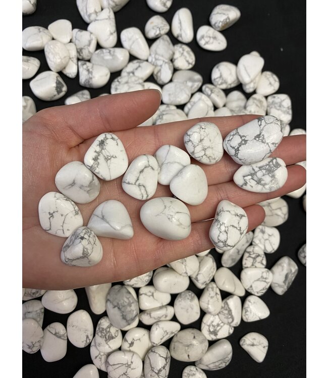 Howlite Tumbled Stones, Polished Howlite, Grade A; 4 sizes available, purchase individual or bulk