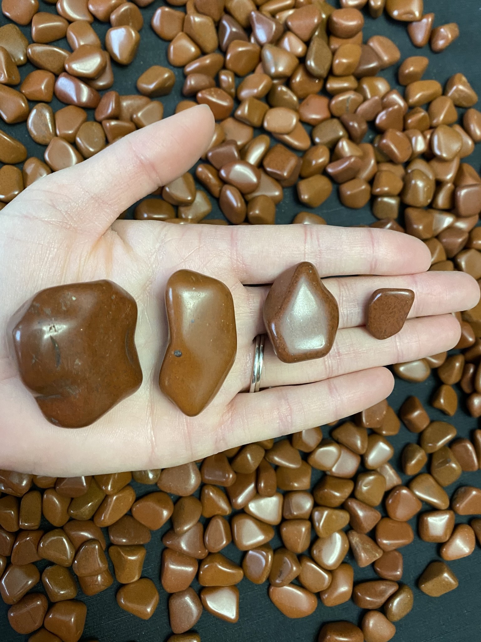 Red Jasper Tumbled Stones, Polished Red Jasper, Grade A; 4 Red Jasper Tumbled Stones, Polished Red Jasper, Grade A; 4