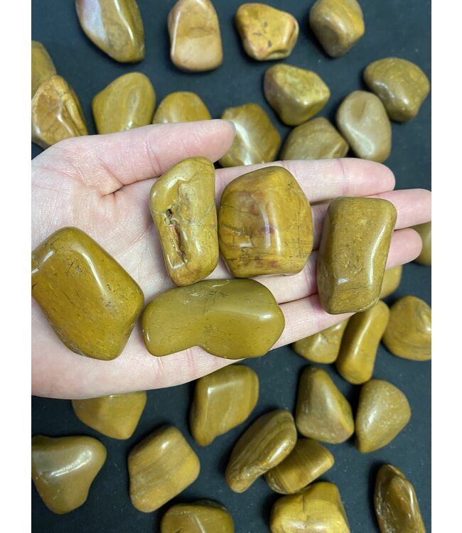 Yellow Jasper Tumbled Stones, Polished Yellow Jasper, Grade A; 4 sizes available, purchase individual or bulk