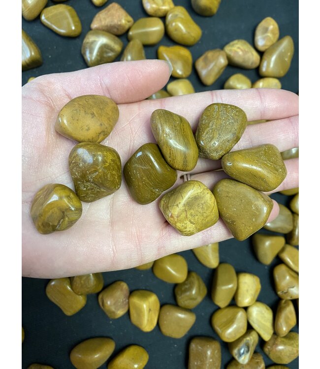 Yellow Jasper Tumbled Stones, Polished Yellow Jasper, Grade A; 4 sizes available, purchase individual or bulk