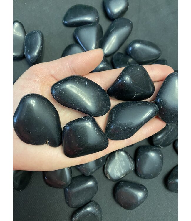 Black Obsidian Tumbled Stones, Polished Black Obsidian, Grade A; 4 sizes available, purchase individual or bulk