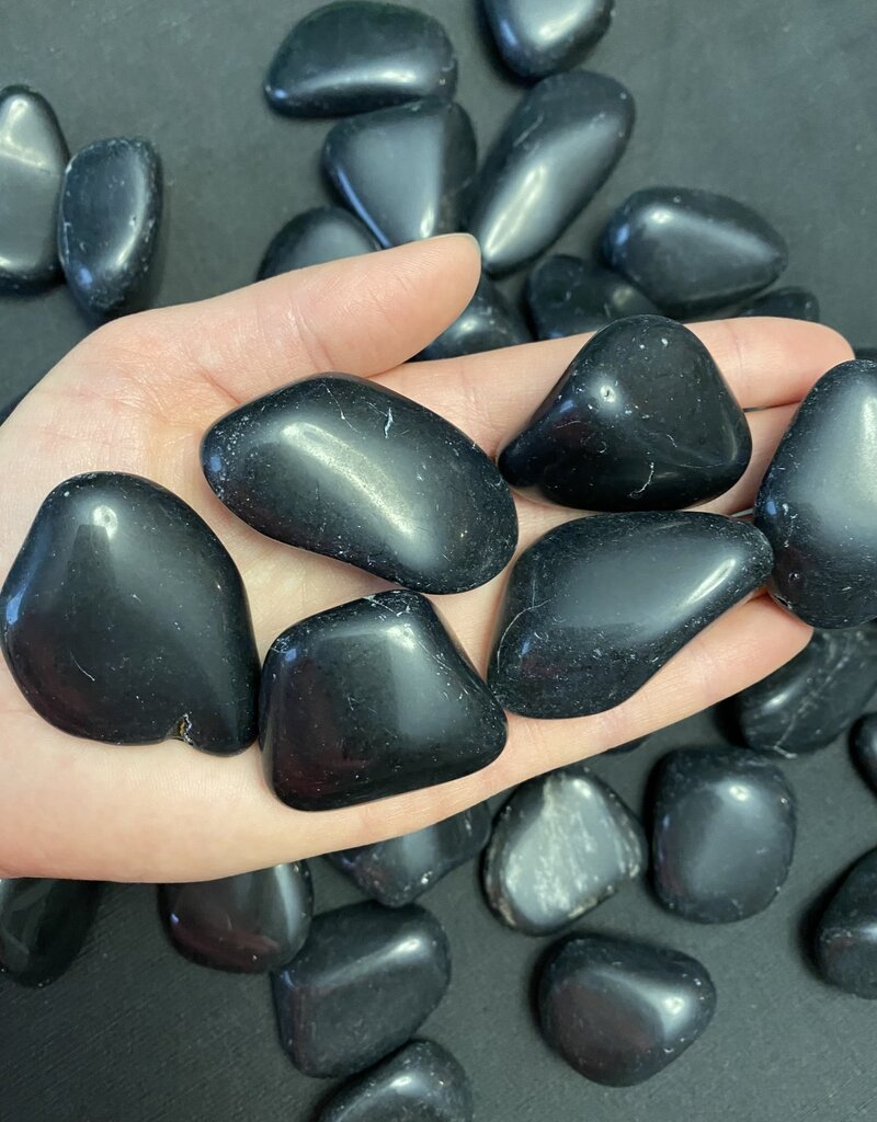 Black Obsidian Tumbled Stones, Polished Black Obsidian, Grade A; 4 sizes available, purchase individual or bulk