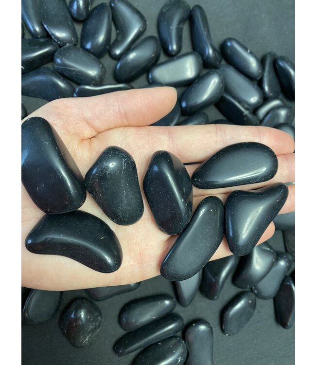 Black Obsidian Tumbled Stones, Polished Black Obsidian, Grade A; 4 sizes available, purchase individual or bulk