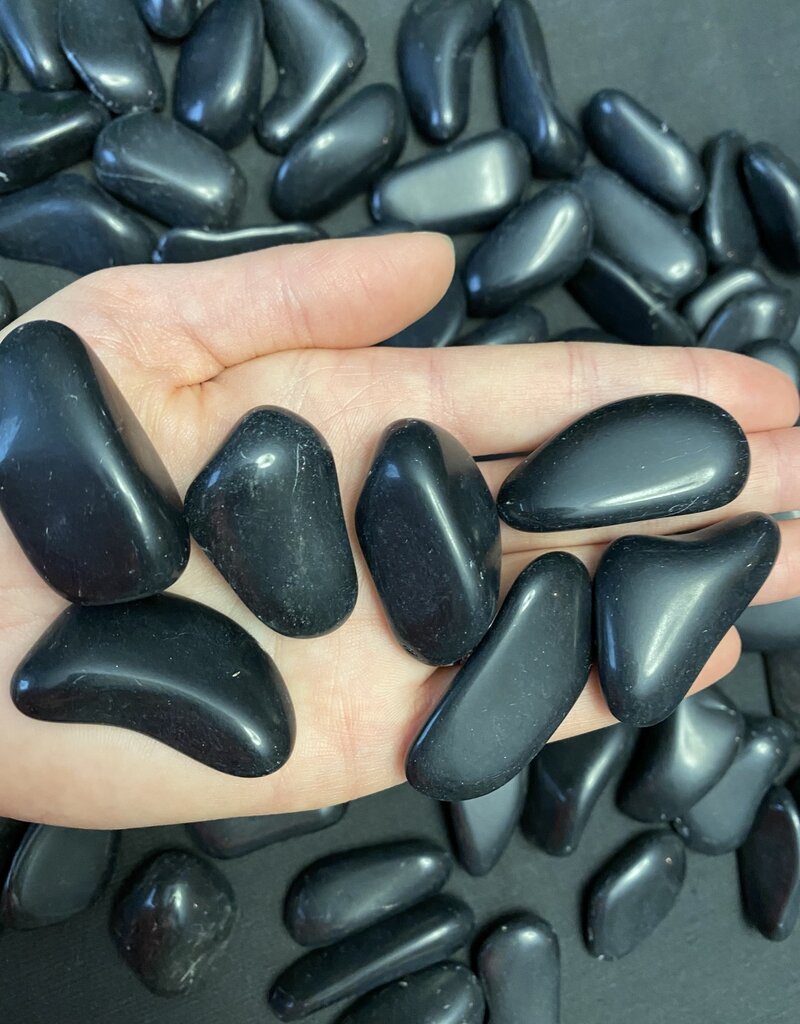 Black Obsidian Tumbled Stones, Polished Black Obsidian, Grade A; 4 sizes available, purchase individual or bulk