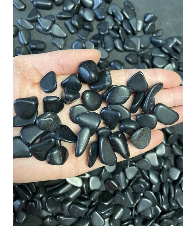 Black Obsidian Tumbled Stones, Polished Black Obsidian, Grade A; 4 sizes available, purchase individual or bulk
