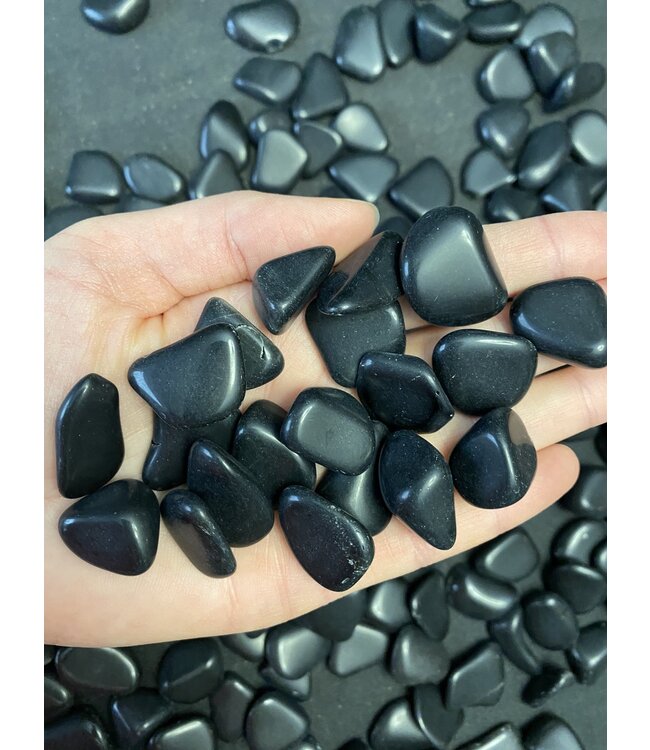 Black Obsidian Tumbled Stones, Polished Black Obsidian, Grade A; 4 sizes available, purchase individual or bulk