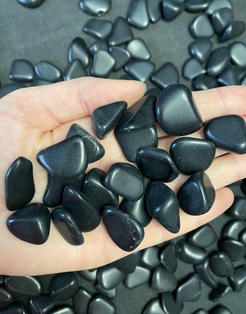 Black Obsidian Tumbled Stones, Polished Black Obsidian, Grade A; 4 sizes available, purchase individual or bulk