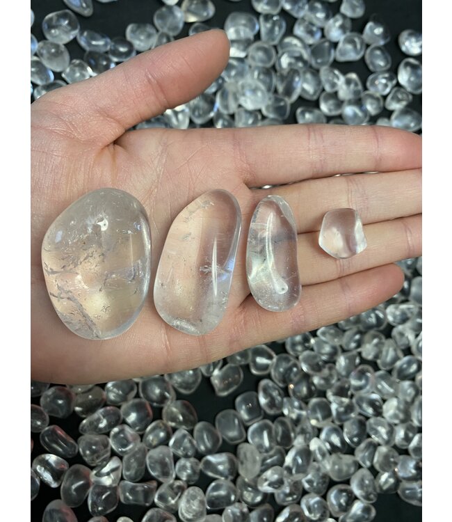 Clear Quartz Tumbled Stones, Polished Clear Quartz, Grade A; 4 sizes available, purchase individual or bulk