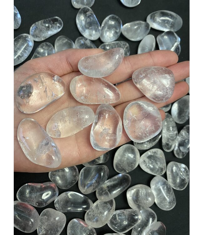 Clear Quartz Tumbled Stones, Polished Clear Quartz, Grade A; 4 sizes available, purchase individual or bulk