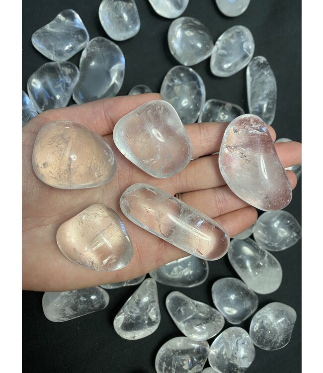 Clear Quartz Tumbled Stones, Polished Clear Quartz, Grade A; 4 sizes available, purchase individual or bulk