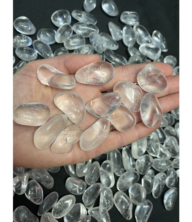 Clear Quartz Tumbled Stones, Polished Clear Quartz, Grade A; 4 sizes available, purchase individual or bulk