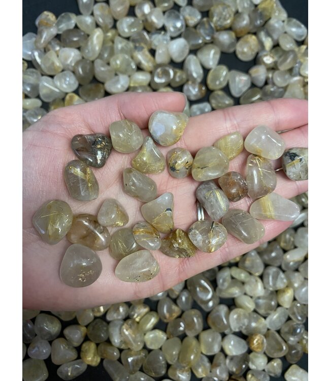 Rutilated Quartz Tumbled Stones, Polished Rutilated Quartz, Grade A; 4 sizes available, purchase individual or bulk