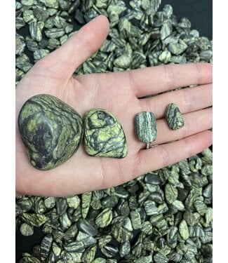 Serpentine Tumbled Stones, Polished Serpentine, Grade A; 4 sizes available, purchase individual or bulk