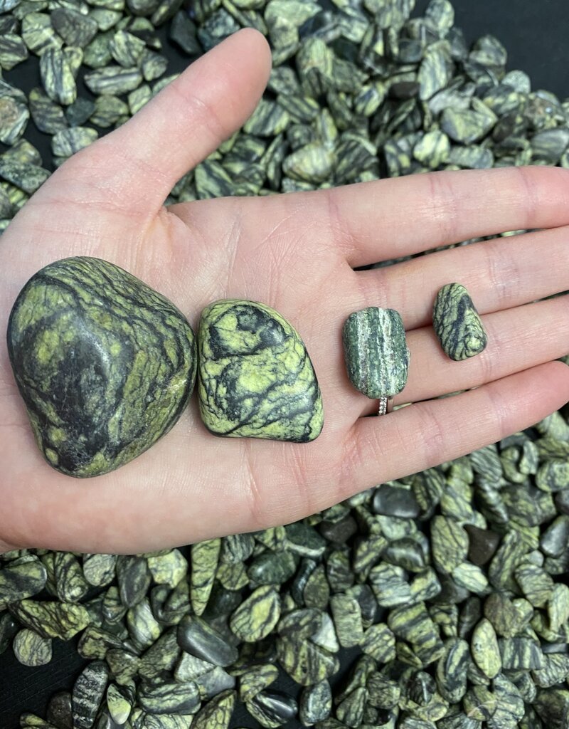 Serpentine Tumbled Stones, Polished Serpentine, Grade A; 4 sizes available, purchase individual or bulk