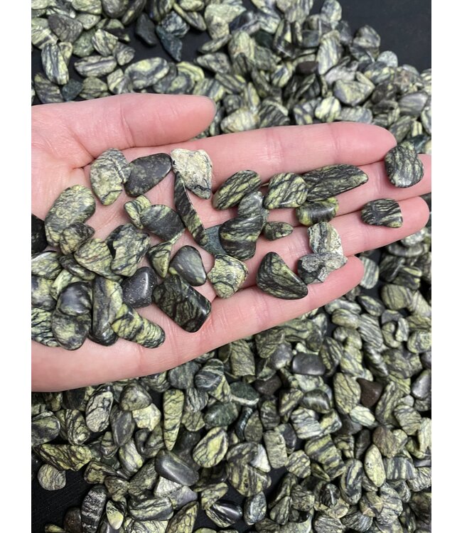 Serpentine Tumbled Stones, Polished Serpentine, Grade A; 4 sizes available, purchase individual or bulk