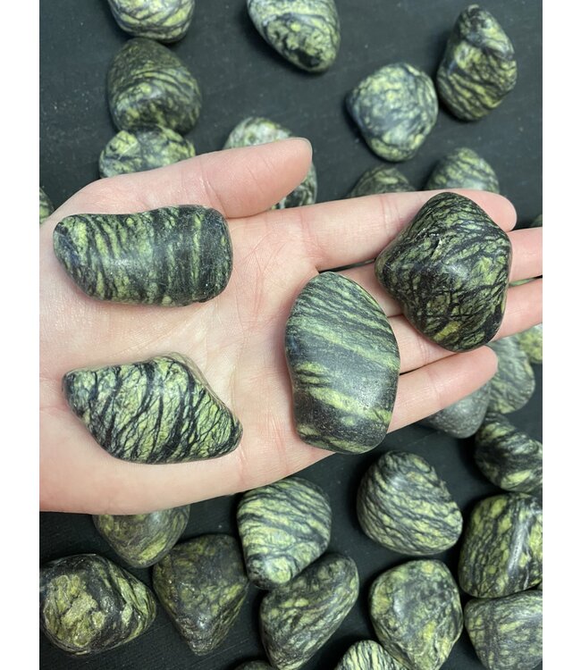 Serpentine Tumbled Stones, Polished Serpentine, Grade A; 4 sizes available, purchase individual or bulk