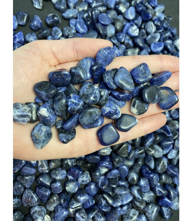 Sodalite Tumbled Stones, Polished Sodalite, Grade A; 4 sizes available, purchase individual or bulk