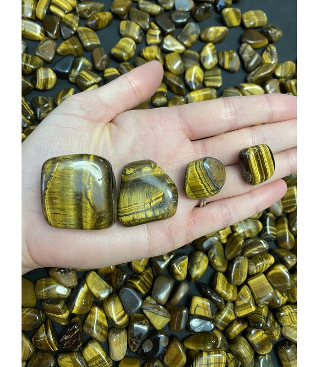 Tiger Eye Tumbled Stones, Polished Tiger Eye, Grade A; 4 sizes available, purchase individual or bulk