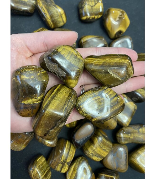 Tiger Eye Tumbled Stones, Polished Tiger Eye, Grade A; 4 sizes available, purchase individual or bulk