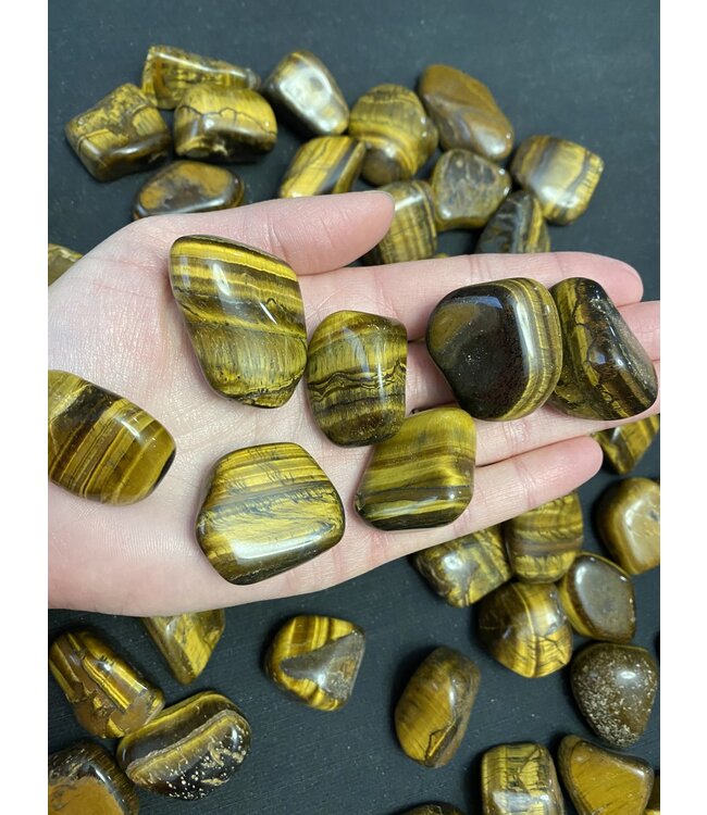 Tiger Eye Tumbled Stones, Polished Tiger Eye, Grade A; 4 sizes available, purchase individual or bulk