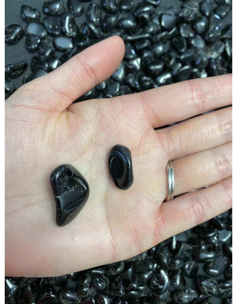 Black Tourmaline Tumbled Stones, Polished Black Tourmaline, Grade A; 2 sizes available, purchase individual or bulk
