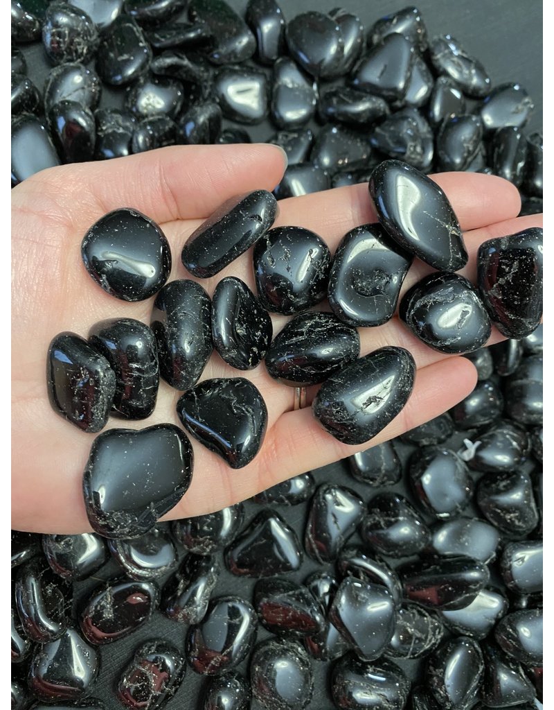 Black Tourmaline Tumbled Stones, Polished Black Tourmaline, Grade A; 3  sizes available, purchase individual or bulk