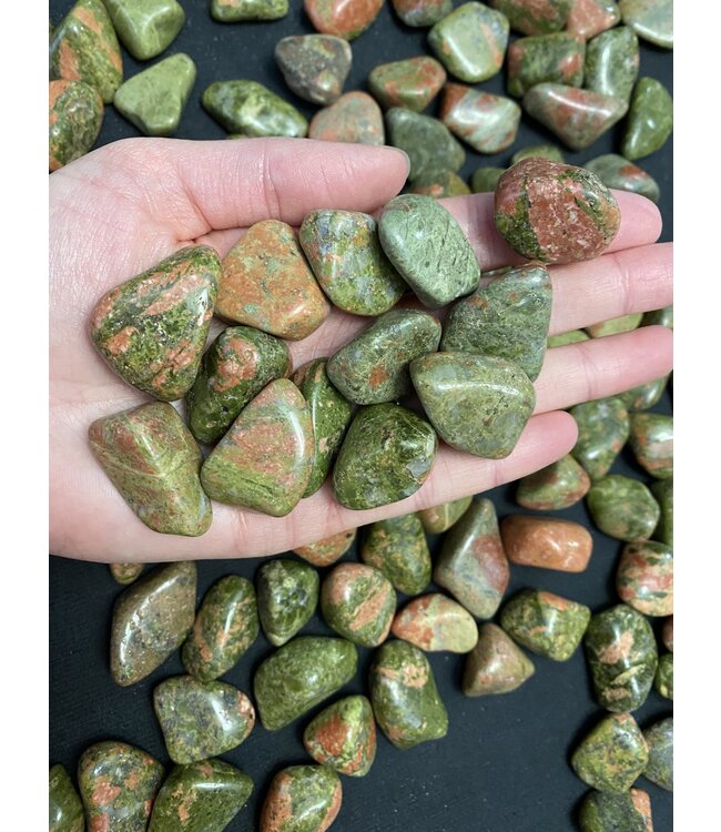 Unakite Tumbled Stones, Polished Unakite, Grade A; 4 sizes available, purchase individual or bulk