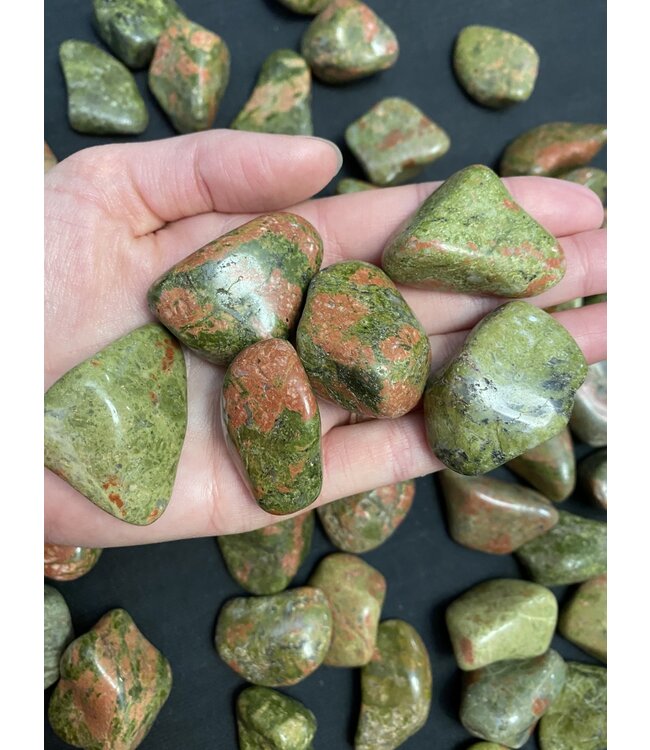 Unakite Tumbled Stones, Polished Unakite, Grade A; 4 sizes available, purchase individual or bulk