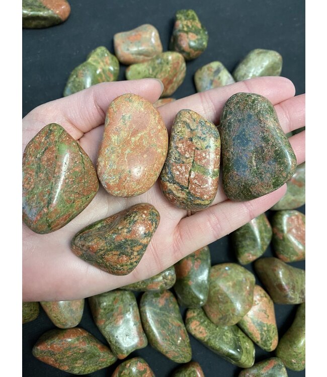 Unakite Tumbled Stones, Polished Unakite, Grade A; 4 sizes available, purchase individual or bulk