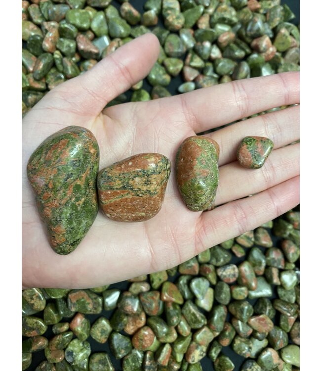 Unakite Tumbled Stones, Polished Unakite, Grade A; 4 sizes available, purchase individual or bulk