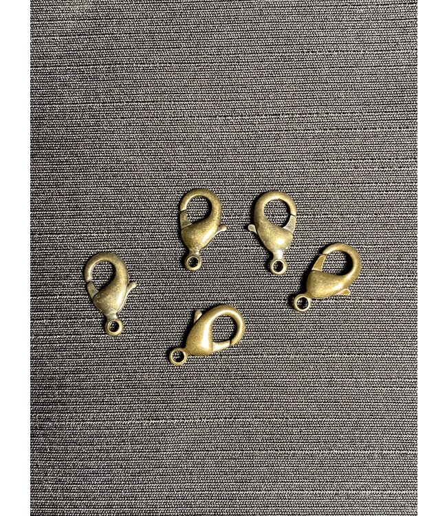 Antique Brass Lobster Claw 15mm x 8mm 5pk/25pk/50pk