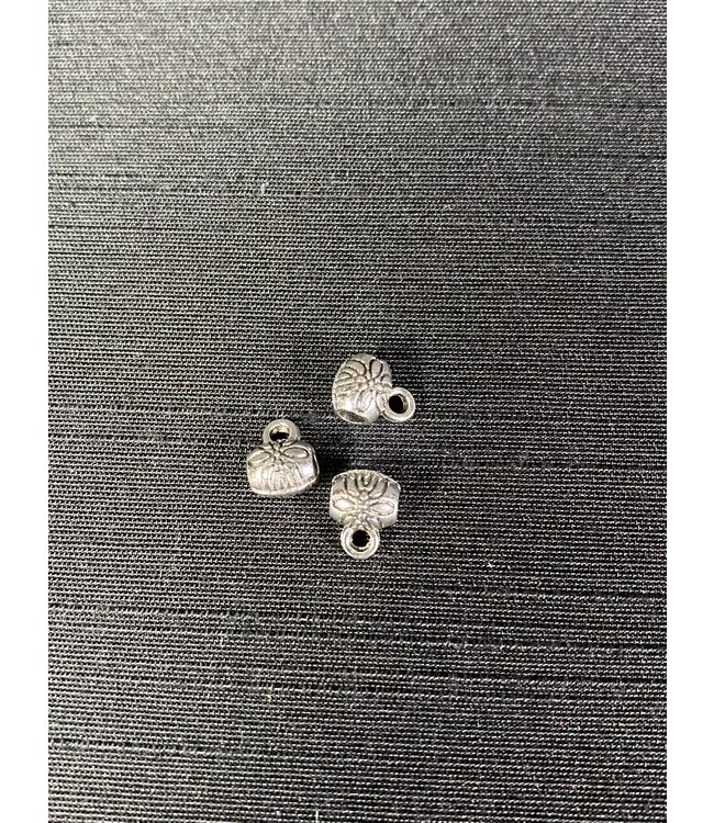 Flower Pattern Bail Beads Antique Silver 7x7mm 50 Pack *disc.*