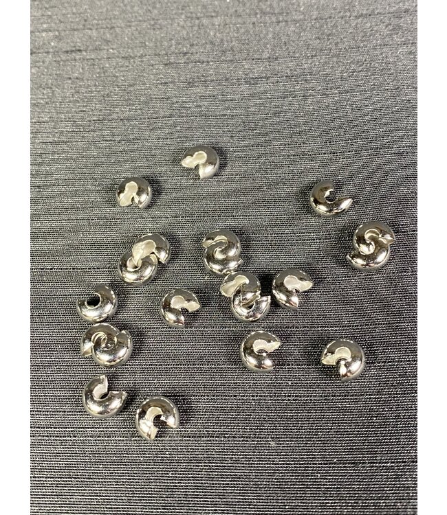 Brass Crimp Cover Platinum 6mm 100 Pack