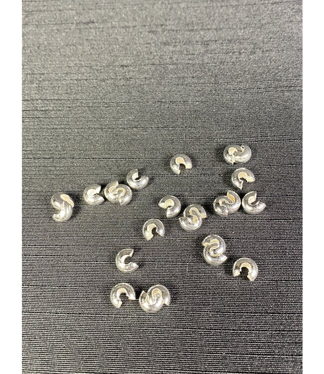 Brass Crimp Cover Silver 5mm 100 Pack