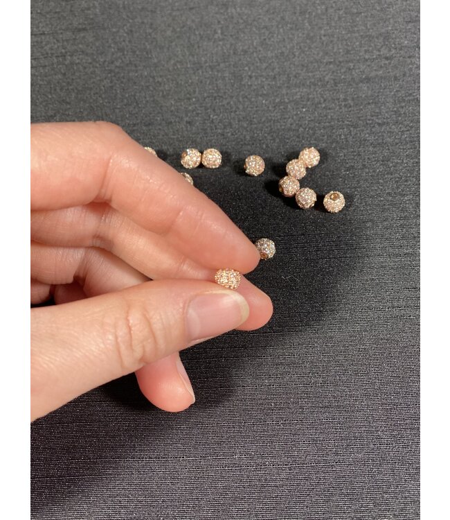 Round Pave Beads - Rose Gold 6mm 8mm 5 Pack