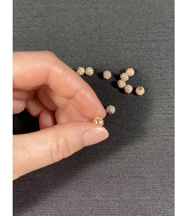 Round Pave Beads - Rose Gold 6mm 8mm 5 Pack