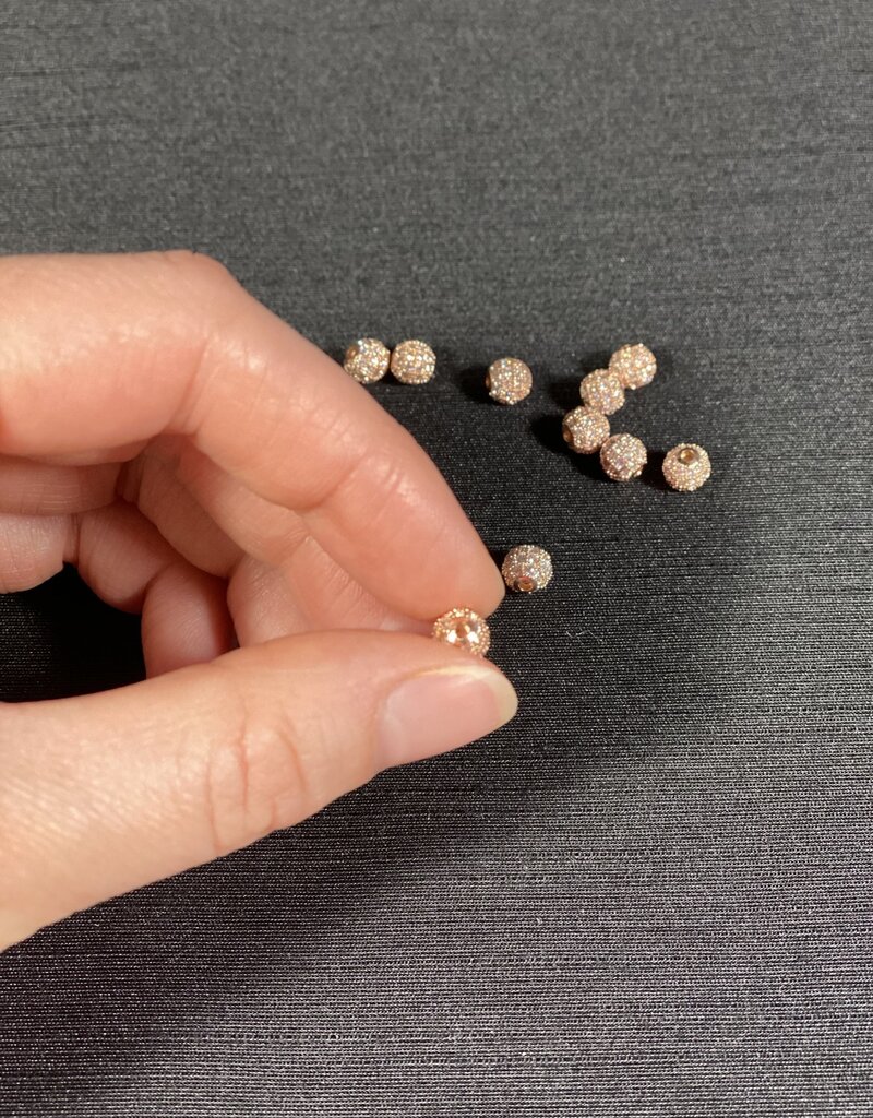 Round Pave Beads - Rose Gold 6mm 8mm 5 Pack