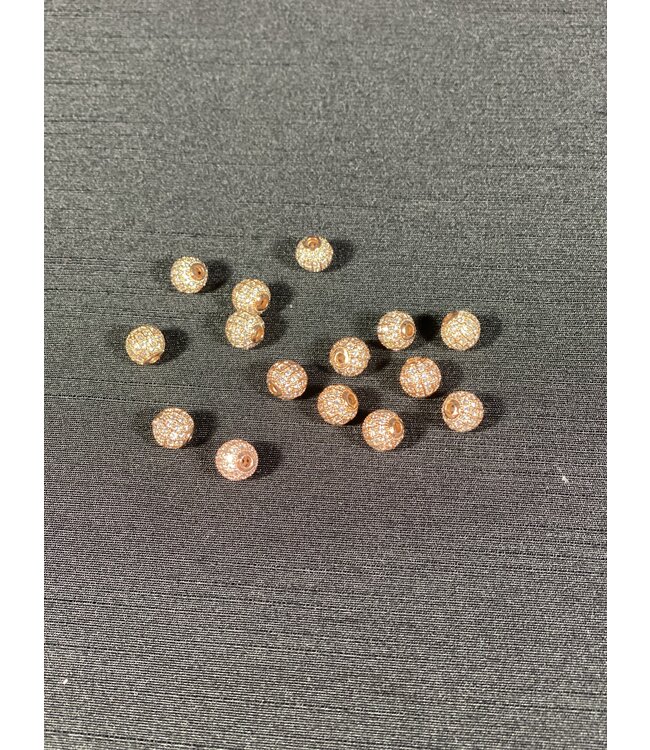 Round Pave Beads - Rose Gold 6mm 8mm 5 Pack
