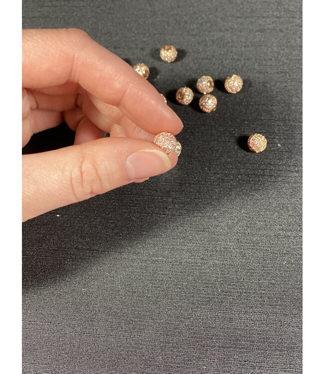 Round Pave Beads - Rose Gold 6mm 8mm 5 Pack