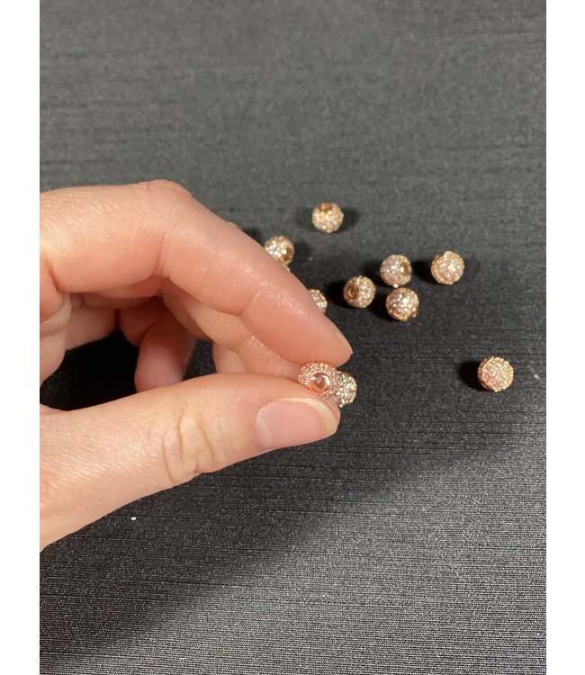 Round Pave Beads - Rose Gold 6mm 8mm 5 Pack