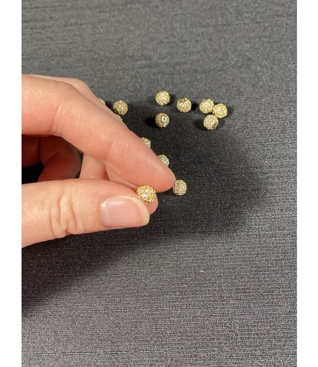 Round Pave Beads - Gold 6mm 8mm 5 Pack