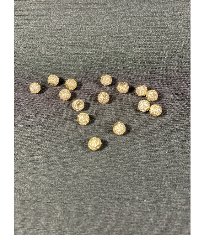 Round Pave Beads - Gold 6mm 8mm 5 Pack