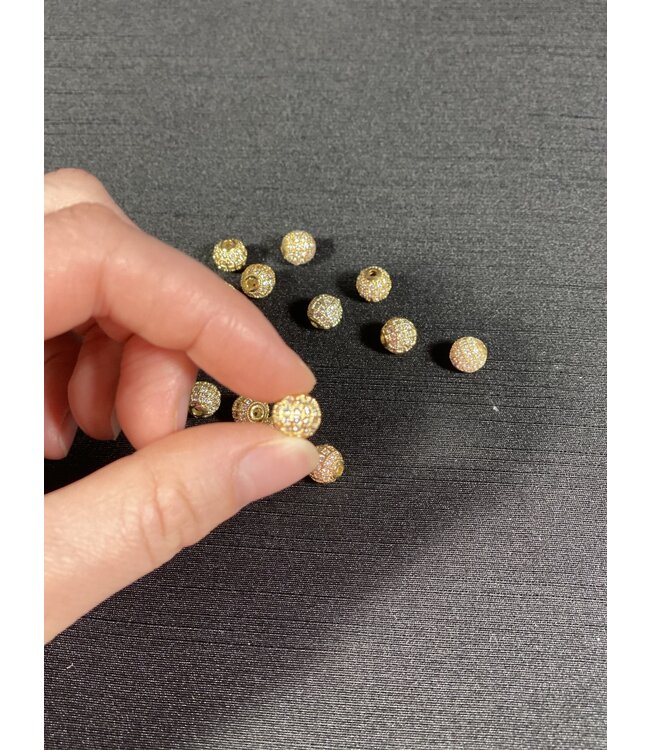 Round Pave Beads - Gold 6mm 8mm 5 Pack